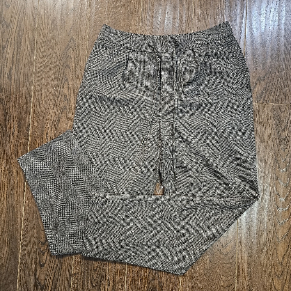 Zara Gray Plaid Elastic Waist Pants Size 4